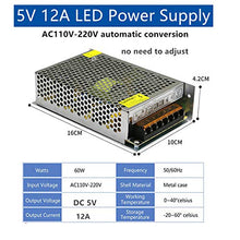 Load image into Gallery viewer, PHEVOS 5V 12A 60Watt Universal Switching Power Supply for Raspberry PI Models CCTV Radio Project WS2812B WS2811 WS2801 LED Strips Pixel Lights
