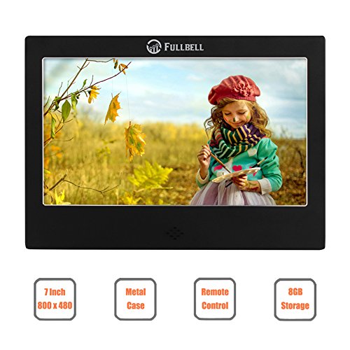 FULLBELL 7 Inch Digital Picture Frame, FU-DPF7BA with 800x480 TFT LCD Screen, Metal Case, 8GB Memory and IR Remoter (Black)