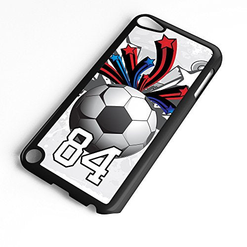 iPod Touch Case Fits 6th Generation or 5th Generation Soccer Ball #6300 Choose Any Player Jersey Number 4 in Black Plastic Customizable by TYD Designs