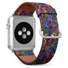 Load image into Gallery viewer, S-Type iWatch Leather Strap Printing Wristbands for Apple Watch 4/3/2/1 Sport Series (42mm) - Ethnic Pattern of Abstract Flowers and Birds
