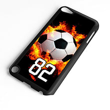 Load image into Gallery viewer, iPod Touch Case Fits 6th Generation or 5th Generation Soccer Ball #7400 Choose Any Player Jersey Number 90 in Black Plastic Customizable by TYD Designs
