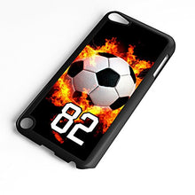 Load image into Gallery viewer, iPod Touch Case Fits 6th Generation or 5th Generation Soccer Ball #7400 Choose Any Player Jersey Number 68 in Black Plastic Customizable by TYD Designs
