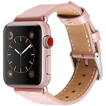Load image into Gallery viewer, NNHF Compatible with Apple Watch Band 38mm 40mm 42mm 44mm Crocodile Texture Genuine Leather Buckle Replacement Band Compatible with Apple Watch 5 4 3 2 1 (Pink, 38mm)
