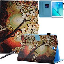 Load image into Gallery viewer, Galaxy Tab A 9.7 SM-T550 Case, Newshine Stand Protective PU Leather Flip Wallet Pouch Magnetic Case with Card Slots Auto Wake/Sleep for Samsung Galaxy Tab A 9.7 SM-T550/T555 - Plum Flower
