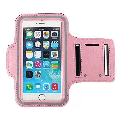 Baby Pink Armband Exercise Workout Case with Keyholder for Jogging fits Motorola Moto Z2 Play. for Arms up to 14 inches Big.