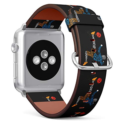 S-Type iWatch Leather Strap Printing Wristbands for Apple Watch 4/3/2/1 Sport Series (38mm) - Soccer Player Shooting a Ball with Overhead Kick Posture