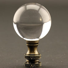 Load image into Gallery viewer, Acrylic Polished 30 MM (1.18 Inch) Diameter Ball Lamp Finial 2 Inches High with choice of base colors (Antique Brass)
