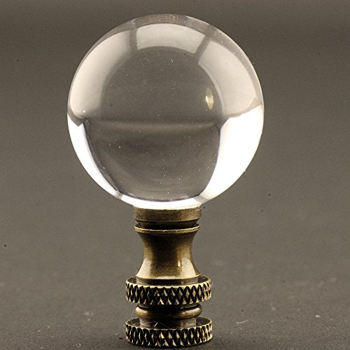 Acrylic Polished 30 MM (1.18 Inch) Diameter Ball Lamp Finial 2 Inches High with choice of base colors (Antique Brass)
