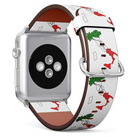 S-Type iWatch Leather Strap Printing Wristbands for Apple Watch 4/3/2/1 Sport Series (38mm) - Map Shape and Map of Italy