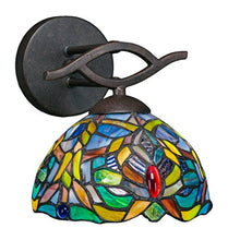 Load image into Gallery viewer, Toltec Lighting 141-DG-9905 Revo Wall Sconce with 7&quot; Kaleidoscope Tiffany Glass, Dark Granite Finish
