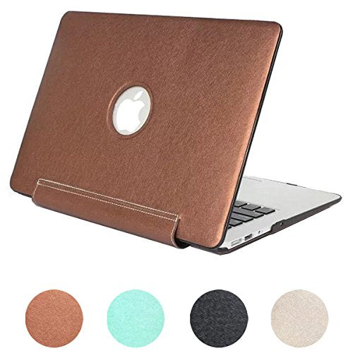MacBook Air 11 Case, PapyHall Snap On Logo Shine Through Design Silky PU Leather Book Cover for Apple MacBook Air 11 inch (Model:A1370/A1465) - Bronze