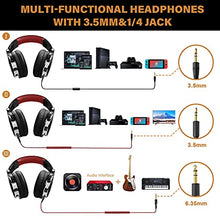Load image into Gallery viewer, OneOdio Over Ear Headphone, Wired Bass Headsets with 50mm Driver, Foldable Lightweight Headphones with Shareport and Mic for Recording Monitoring Podcast Guitar PC TV - (Red)
