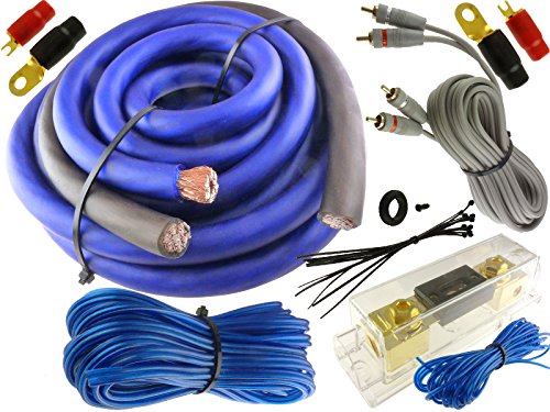 Blue 0 Gauge 5500 WATT CAR PRO Complete AMP Wire Amplifier Install KIT O GA USA