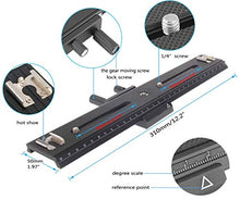 Load image into Gallery viewer, EXMAX 31cm 2 Way Macro Shot Focusing Focus Rail Slider Close-up Shooting 1/4 Quick Screw Release Mount Camera Flash Support Plate Compatible with Canon Nikon Pentax Olympus Sony
