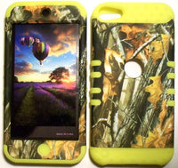 Camo Tree on Yellow Skin Hybrid Apple iPod Touch iTouch 5 5th Generation Rubber Hard Protector Cover