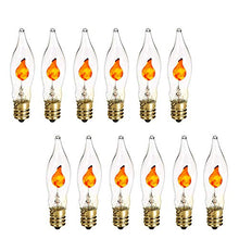 Load image into Gallery viewer, MaoTopCom 3W Chandelier Flicker Flame Bulb E12 Small Decorative Chandelier Light Bulbs(12 Pack)- 110V E12 Candelabra Base Clear Flame Tip Candelabra Replacement Bulb for Electric Window Candle Lamp
