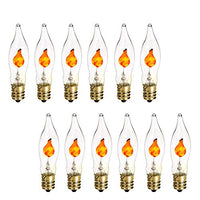 MaoTopCom 3W Chandelier Flicker Flame Bulb E12 Small Decorative Chandelier Light Bulbs(12 Pack)- 110V E12 Candelabra Base Clear Flame Tip Candelabra Replacement Bulb for Electric Window Candle Lamp