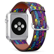 Load image into Gallery viewer, S-Type iWatch Leather Strap Printing Wristbands for Apple Watch 4/3/2/1 Sport Series (38mm) - Colorful Pattern of Ornamental Boho Feathers

