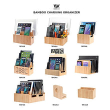 Load image into Gallery viewer, MobileVision Slim Bamboo Charging Station &amp; Compatible Adapter for Apple Watch Multi Device Organizer, Smartphones, Tablets, Laptops &amp; More

