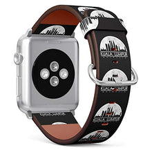 Load image into Gallery viewer, S-Type iWatch Leather Strap Printing Wristbands for Apple Watch 4/3/2/1 Sport Series (42mm) - Kuala Lumpur Full Moon Night Skyline Silhouette Design City
