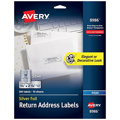 Avery Silver Address Labels For Inkjet Printers, 3/4