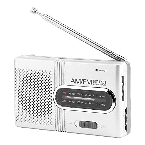 Richer-R Portable AM/FM Mini Radio,Universal Portable AM/FM Mini Radio Stereo Speakers Receiver Music Player Fm Radio with Telescopic Antenna/Built-in Speaker