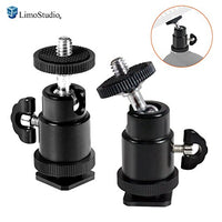 LimoStudio [2-Pack] 360-Degree Angle Adjustable Mini Ball Head Flash Shoe Mount Bracket with 1/4-inch Screw Thread for Photo Video Studio, AGG2630