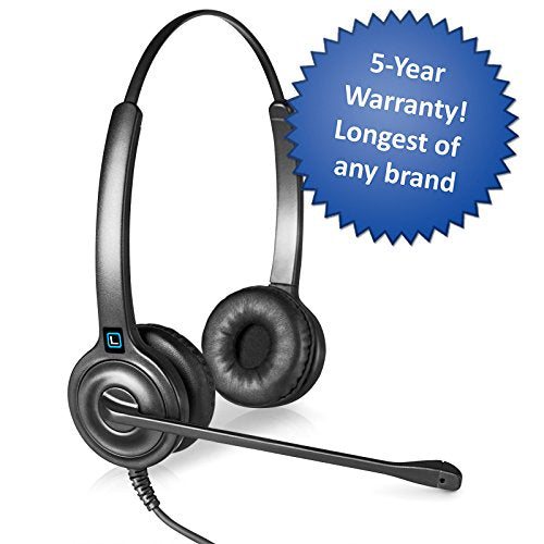 Leitner Lh245 Dual Ear Corded Office Telephone Headset With Noise Cancelling Microphone   Includes 5