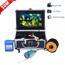 Load image into Gallery viewer, Underwater Fish Finder Fishing Video Camera SYANSPAN 7&quot; TFT LCD Monitor IP68 HD 1000TVL Camera,8GB TF Card Recording/Snapshot,12 Adjustable IR Lights Night Version Ice/Lake Fishing Camera(50m Cable)
