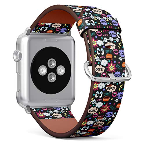 S-Type iWatch Leather Strap Printing Wristbands for Apple Watch 4/3/2/1 Sport Series (38mm) - Retro pop Art Pattern