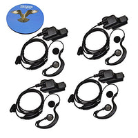 HQRP 4-Pack G Shape Earpiece Headset PTT Mic for Motorola XTS2250 / MT 2000 / MTS2000 + HQRP Coaster