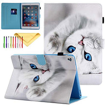 Load image into Gallery viewer, Case for iPad Pro 9.7 Inch 2016, Cookk [Card Slots] [Auto Sleep/Wake] Lightweight Premium PU Leather Folio Stand Cover for Apple iPad Pro 9.7 Inch 2016 Model A1673/A1674/A1675, White Cat
