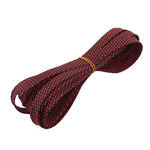 Aexit 16mm PET Tube Fittings Cable Wire Wrap Expandable Braided Sleeving Black Red Microbore Tubing Connectors 5M Length