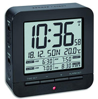 TFA-Dostmann 60.2536.01 Alarm Clock Plastic, Plastic, Black, 9.2 x 9.2 x 3.2 cm
