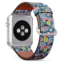 Load image into Gallery viewer, S-Type iWatch Leather Strap Printing Wristbands for Apple Watch 4/3/2/1 Sport Series (42mm) - Abstrac Pattern with Mushrooms

