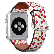 Load image into Gallery viewer, Compatible with Small Apple Watch 38mm, 40mm, 41mm (All Series) Leather Watch Wrist Band Strap Bracelet with Adapters (Cherry Berries)
