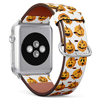 S-Type iWatch Leather Strap Printing Wristbands for Apple Watch 4/3/2/1 Sport Series (38mm) - Halloween Pumpkin Pattern