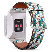 Load image into Gallery viewer, (Watercolor Pattern Peacock Lover and Blooming Cherry Trees) Patterned Leather Wristband Strap for Fitbit Ionic,The Replacement of Fitbit Ionic smartwatch Bands
