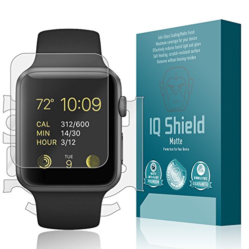 IQ Shield Matte Full Body Skin Compatible with Apple Watch Series 1 (38mm) + Anti-Glare (Full Coverage) Screen Protector and Anti-Bubble Film