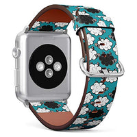 Compatible with Small Apple Watch 38mm, 40mm, 41mm (All Series) Leather Watch Wrist Band Strap Bracelet with Adapters (Sheep)