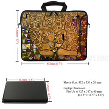 Load image into Gallery viewer, Meffort Inc 17 17.3 inch Neoprene Laptop Bag Sleeve with Extra Side Pocket, Soft Carrying Handle &amp; Removable Shoulder Strap for 16&quot; to 17.3&quot; Size Notebook Computer - Klimt Tree of Life Design
