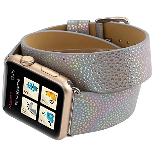 Compatible with Apple Watch Band 42mm 44mm, [Sparkle Colorful Light Dots] Double Tour Watch Strap Replacement Wristband Bracelet for Apple Watch Series 4 (44mm) Series 3 Series 2 Series 1 (42mm)