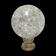 Load image into Gallery viewer, Royal Designs Large Clear Ball with Crackle Texture K9 Crystal 1.75&quot; Lamp Finial for Lamp Shade, Polished Brass Base
