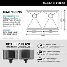 Load image into Gallery viewer, Kraus Standart PRO 33-inch 16 Gauge Undermount 50/50 Double Bowl Stainless Steel Kitchen Sink, KHU102-33
