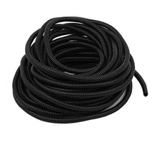Load image into Gallery viewer, Aexit Plastic 6.5mm Cord Management x 10mm Flexible Corrugated Conduit Pipe Hose Tube 15M Cable Sleeves Long Black
