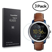 Youniker 3 Pack For Fossil Q Explorist Gen 3 Screen Protector Tempered Glass For Fossil Q Explorist Gen 3 Smart Watch Screen Protectors Foils Glass 9H 0.3MM,Anti-Scratch,Bubble Free