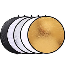 Load image into Gallery viewer, 43&quot;/110cm 5-in-1 Light Reflector for Photography Collapsible Multi-Disc Round with Bag - Translucent, Gold, Silver, Black and White
