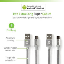 Load image into Gallery viewer, Ubio Labs (2-Pack) 6ft Tangle-Free Micro USB Cable kit for Android, Samsung, HTC, LG, Motorola. 6 Foot Long Woven Charge/sync Cord with Dual USB Wall and car Charger. 2.4A /4.8A (24W)
