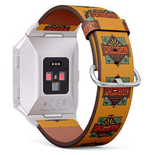 Load image into Gallery viewer, (Portugal Stamp or Vintage Emblem with Text Discover The World) Patterned Leather Wristband Strap for Fitbit Ionic,The Replacement of Fitbit Ionic smartwatch Bands
