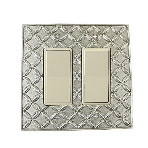 Meriville Colfax Double Switch 2 Rocker Electrical Cover Plate Wallplate, Pewter